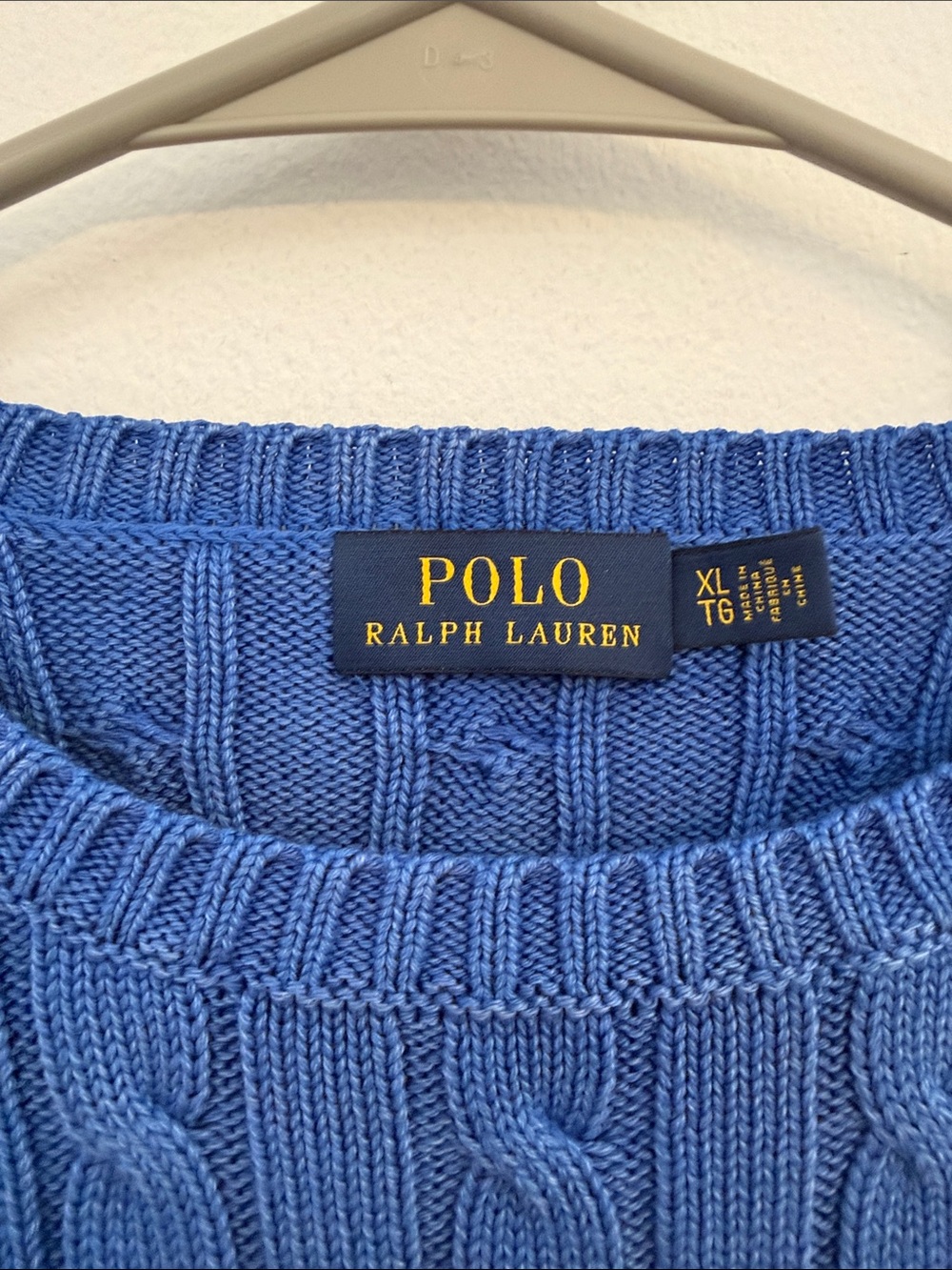 Ralph Lauren Blue Cable-Knit Crewneck Sweater - Picture 2 of 3